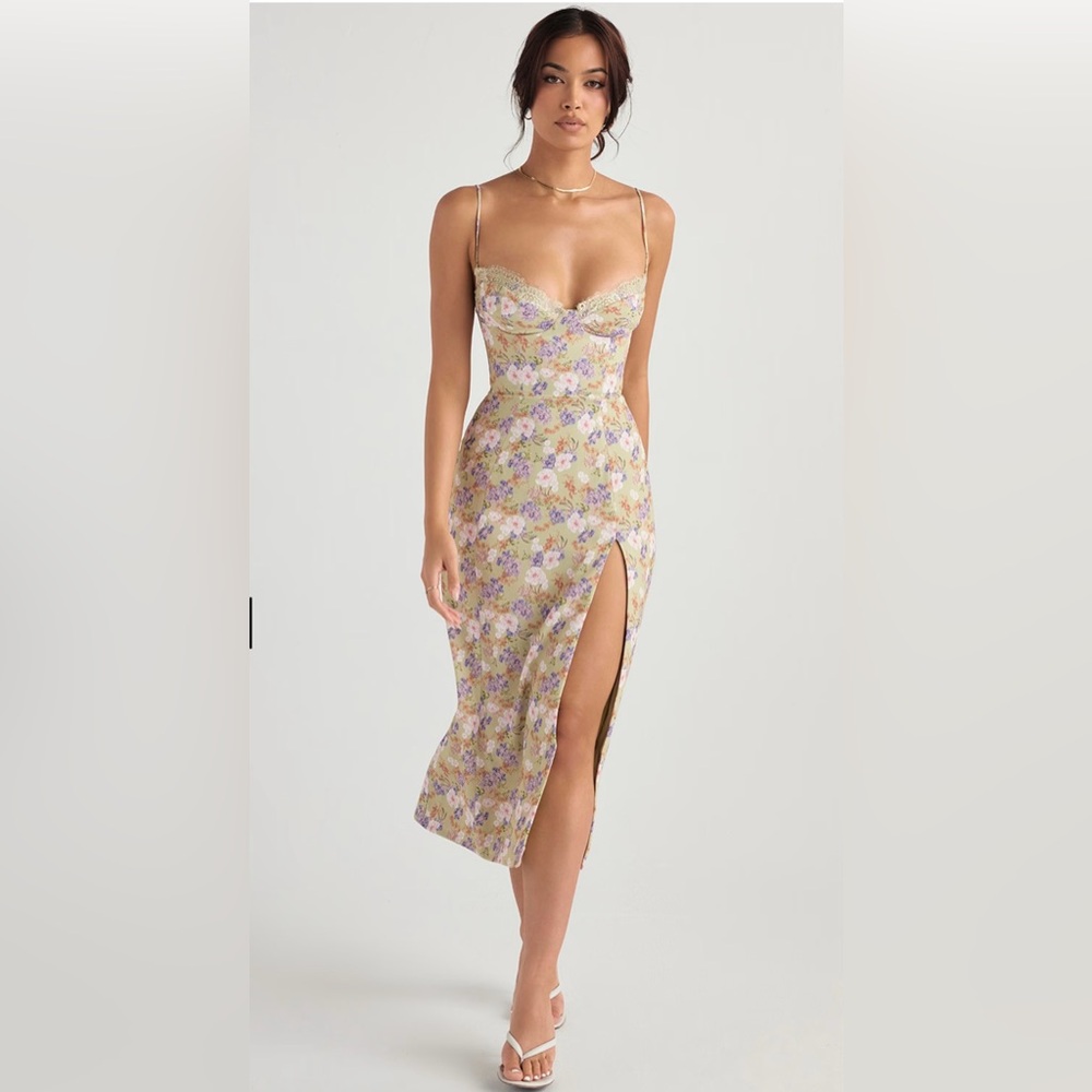 House of CB Charlotte Peony midi sundress cup D-F